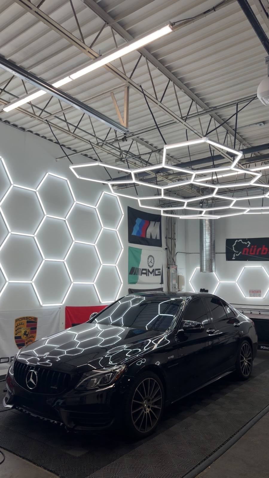Mercedes-AMG C43 in the Euro Tints bay
